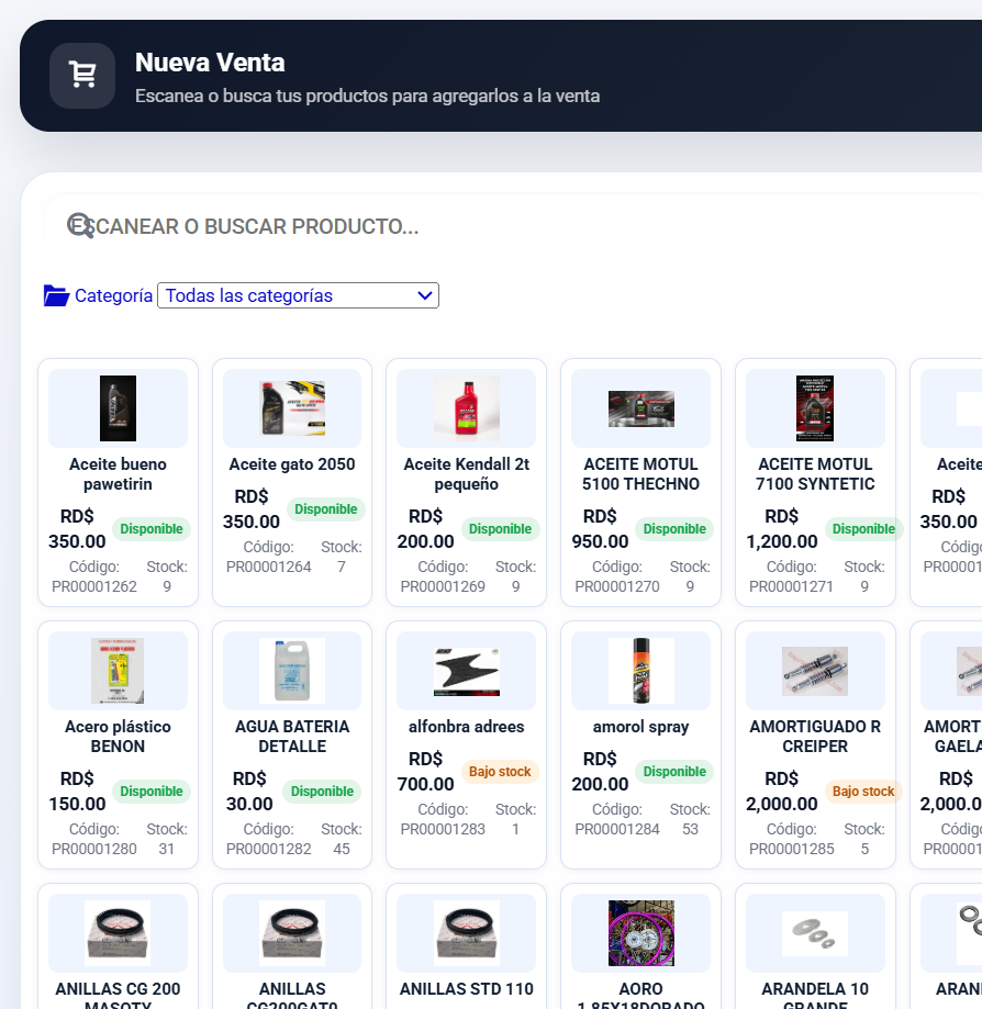Captura real del punto de venta de KedwinSys
